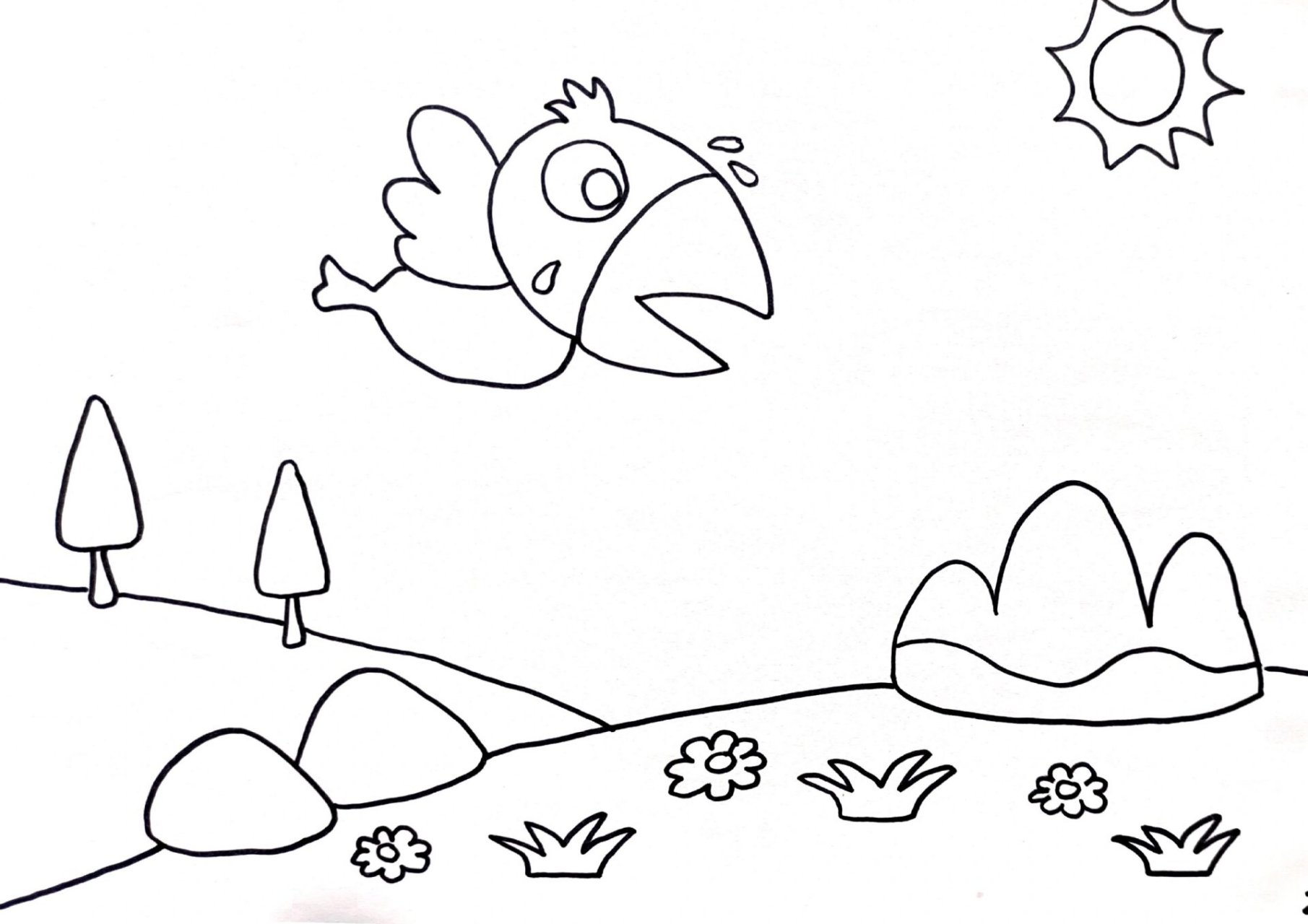 更新绘本故事《乌鸦喝水》可打印的线稿图 需要图片的小伙伴三连后