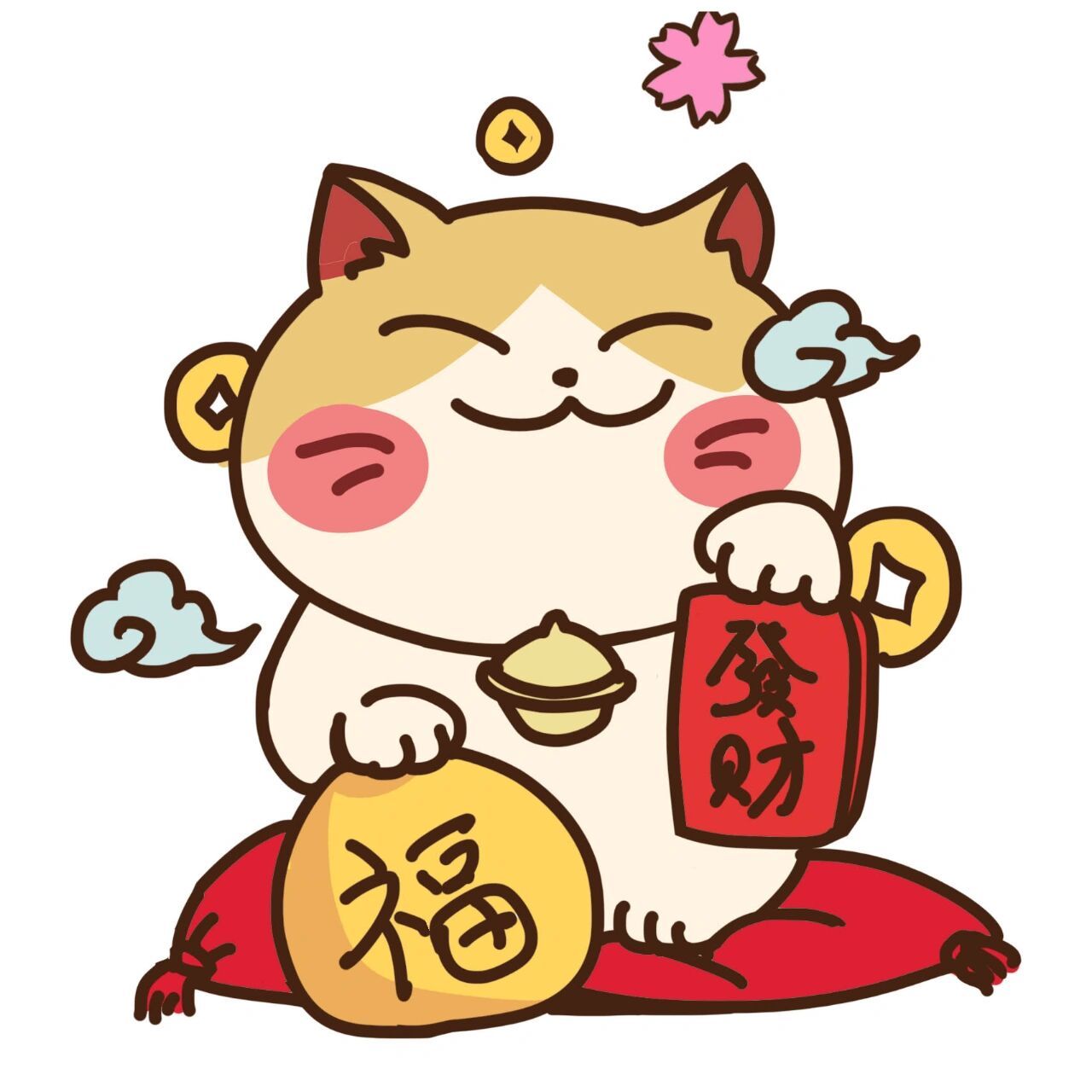可爱招财猫卡通头像分享 画一组可爱的招财猫卡通头像,有喜欢的嘛?