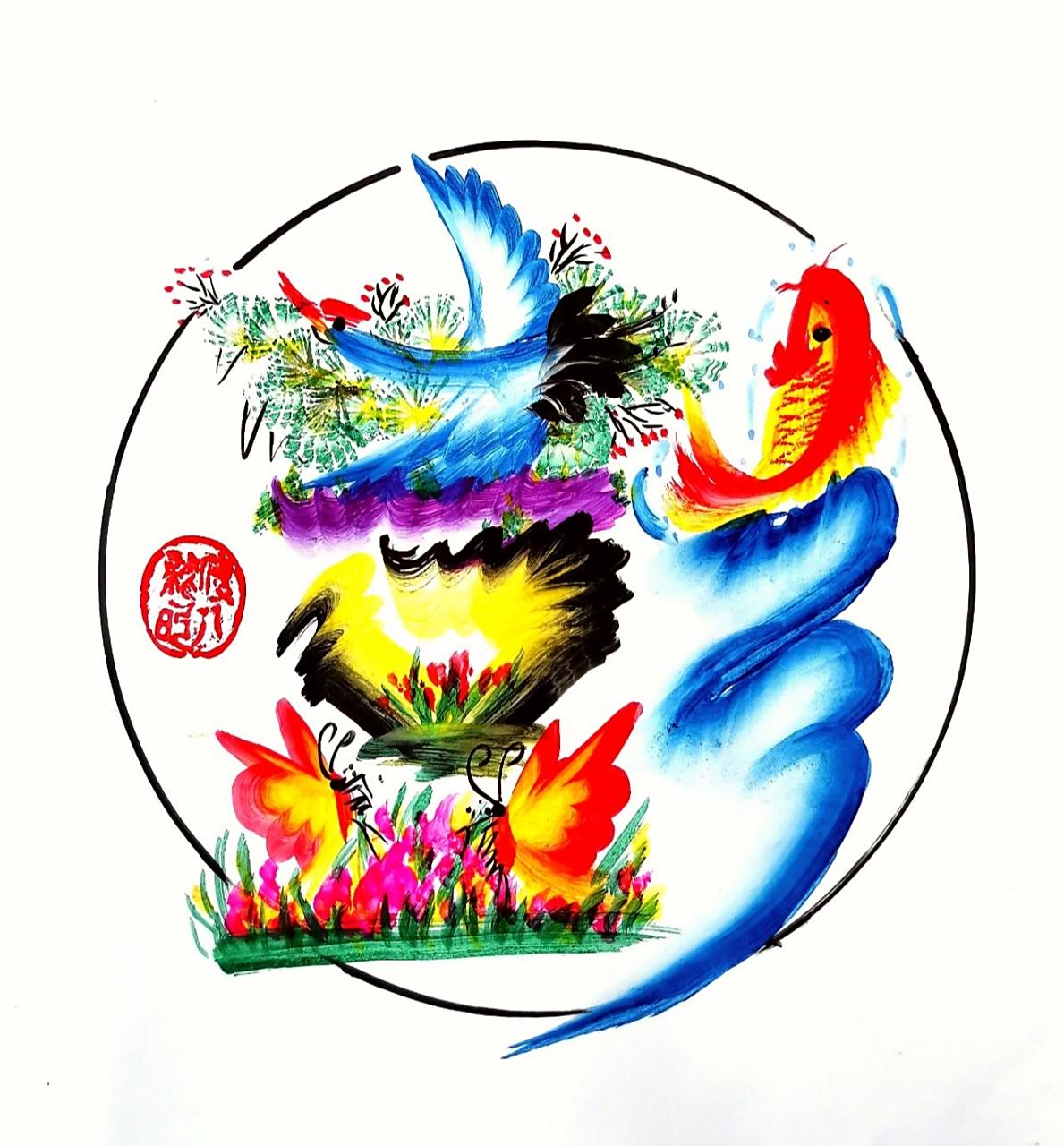 你们要的 彭 字 姓氏头像来了 用花鸟字的形式来创作头像姓氏头像