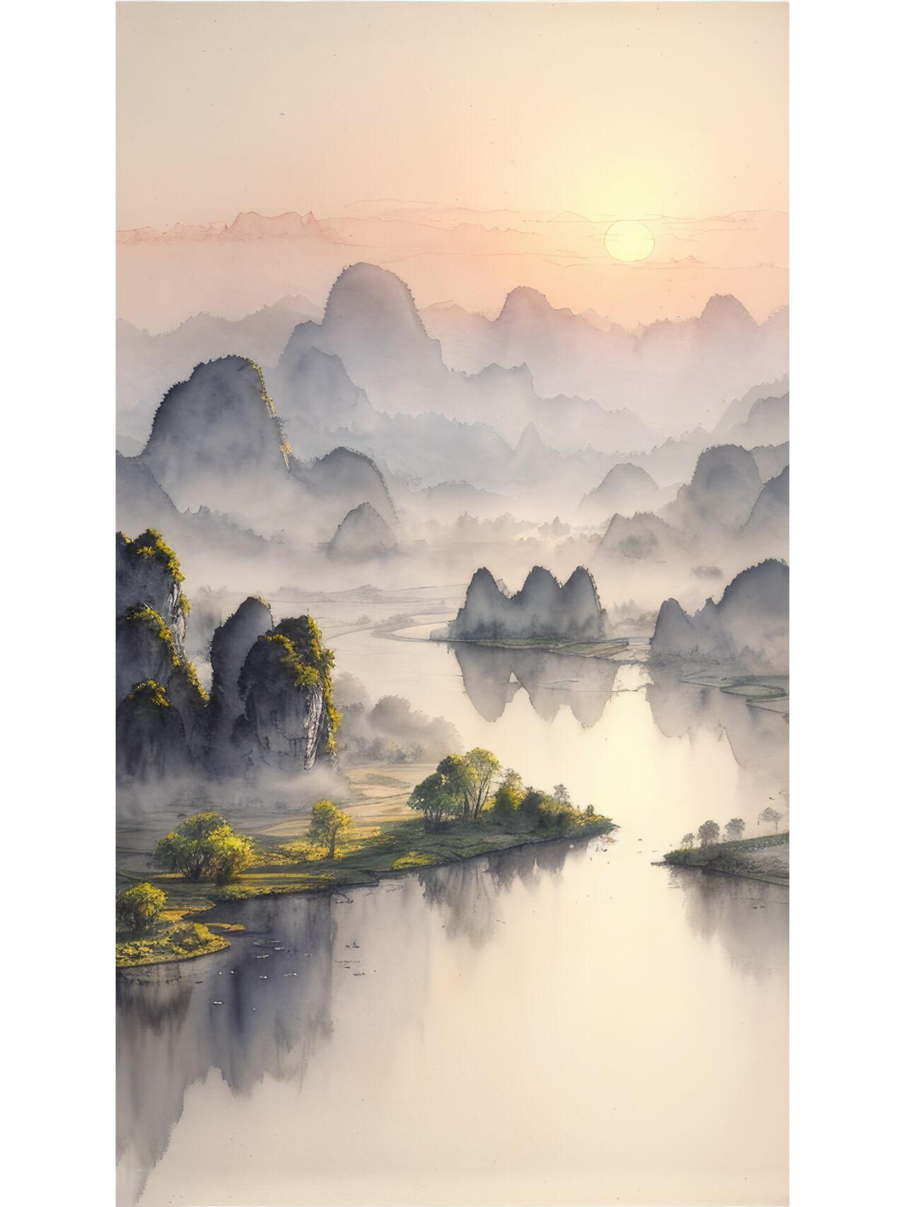 治愈系水墨风景壁纸—彩墨山水