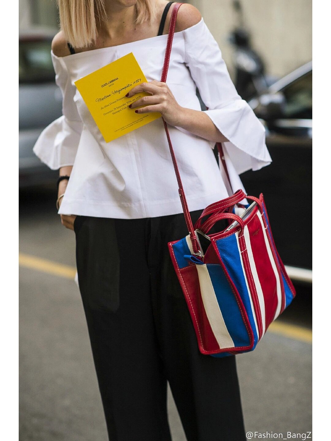 巴黎世家bazar s 红白蓝购物袋 蛇皮袋 手提 4980