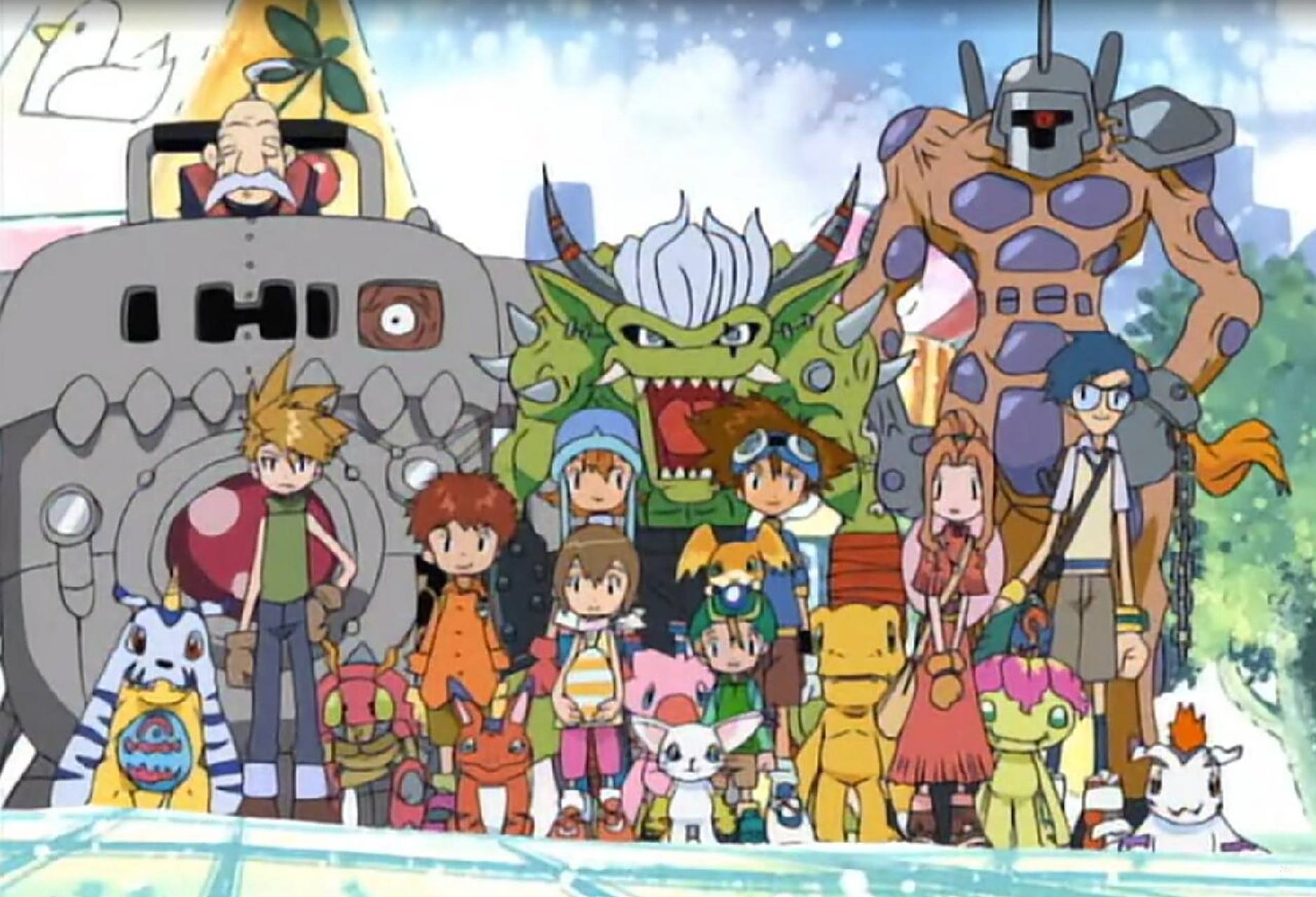 数码宝贝最后的合影 八个孩子们离别前最后的合影纪念,可爱温暖