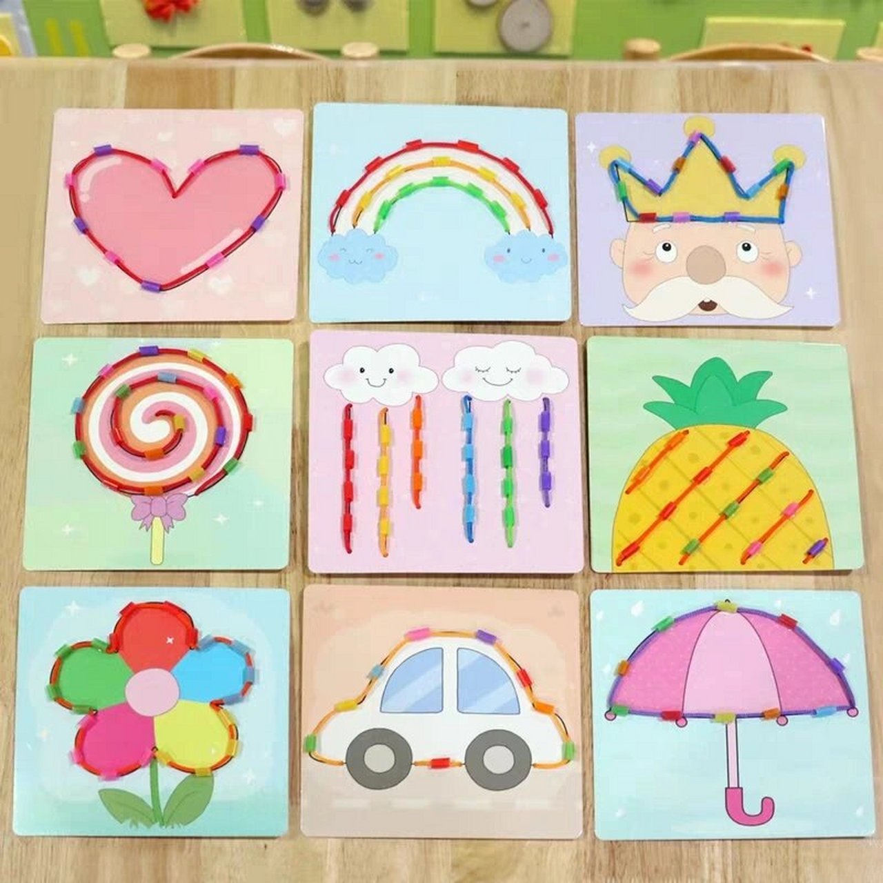 小班幼儿益智早教玩具吸管穿线 小班益智区 动手操作材料 吸管穿线