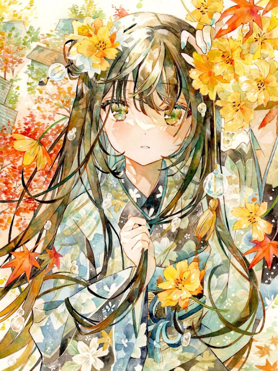 高段动漫人物素材图片 水彩少女91 artist:優子鈴 twi:_yukoring