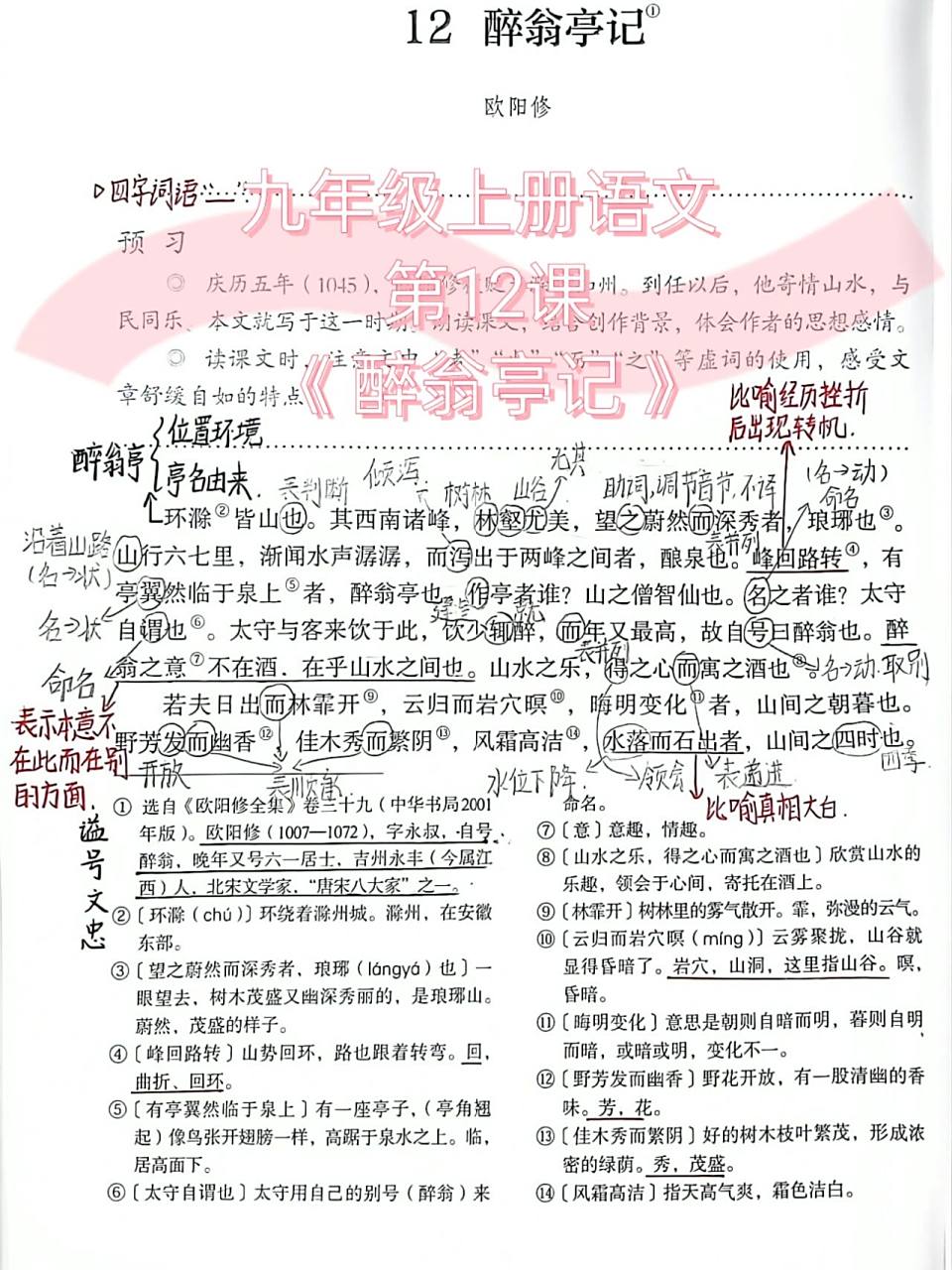 九年级上册语文第12课 《 醉翁亭记 》