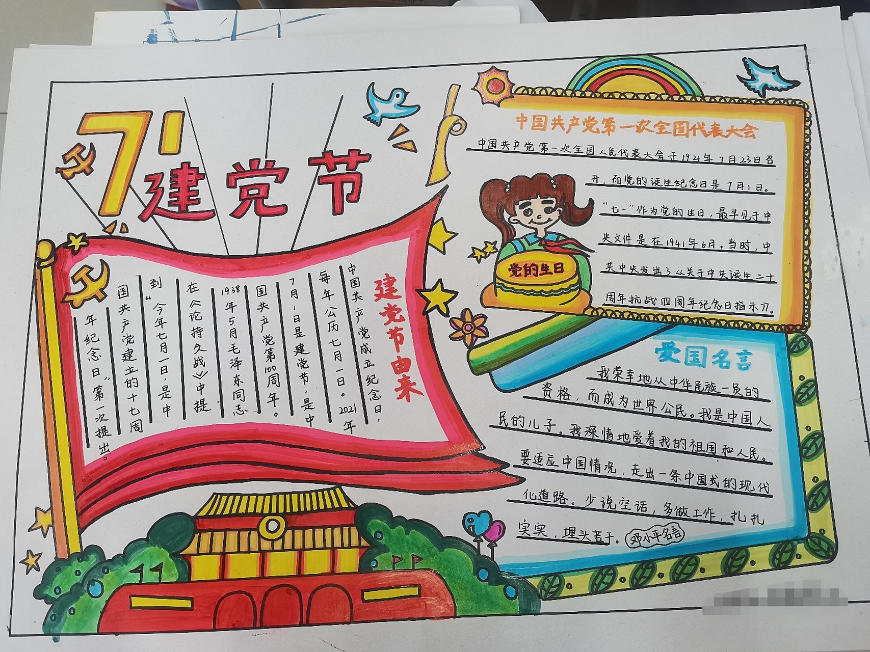 七一节板报手抄报 七一建党节手抄报,板报设计