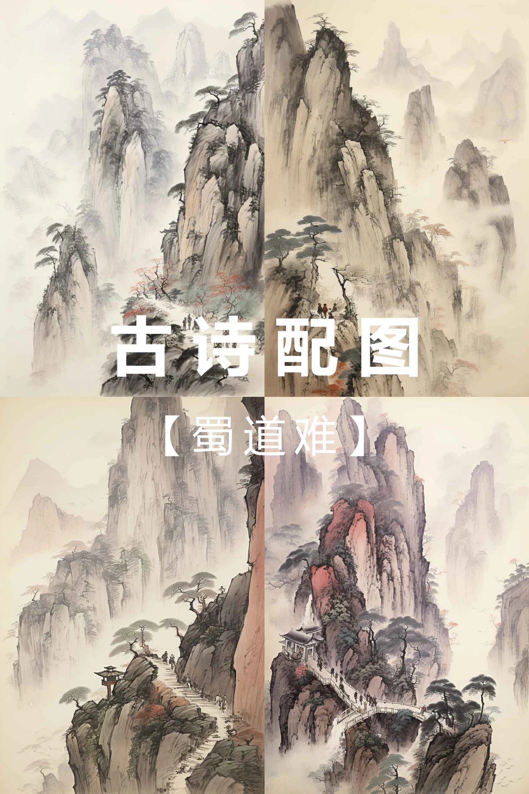 蜀道难铅笔画图片