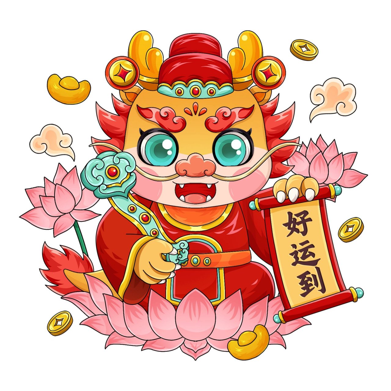 8今日分享龙年龙马精神元素插画背景 宝宝们跃然纸上,你们的设计怎能