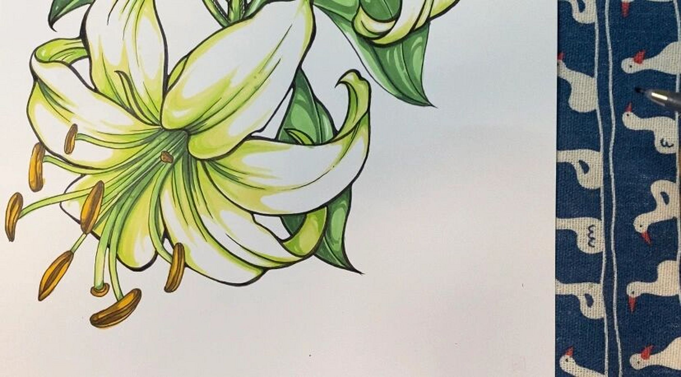 马克笔上色技法|花卉素材|百合花 线稿配色都在里面啦,我是不是想得很