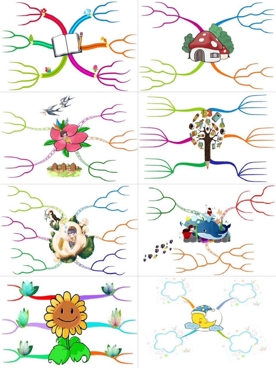 小学语文思维导图模板30张附黑白线稿可打印5r分享