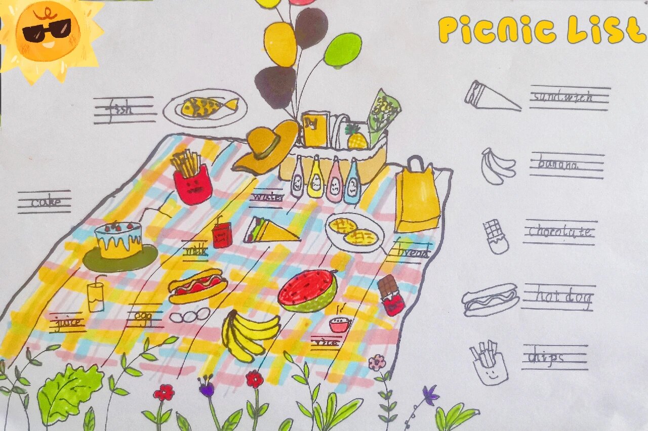 英语三年级上册五单元野餐手抄报思维导图