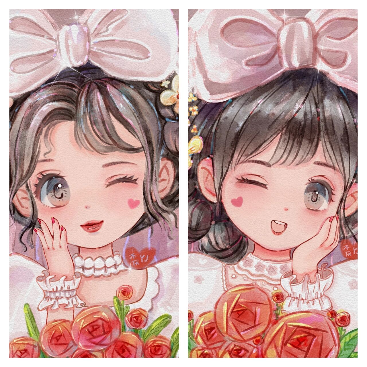 q版闺蜜婚纱头像 跟自己闺蜜一起换头像 949494949494