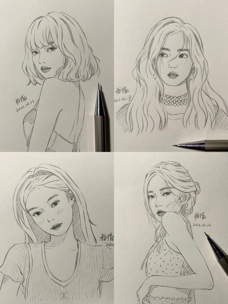 blackpink手绘～ 四闺女合体[爱你][爱你] 比最开始画的一组要好很多