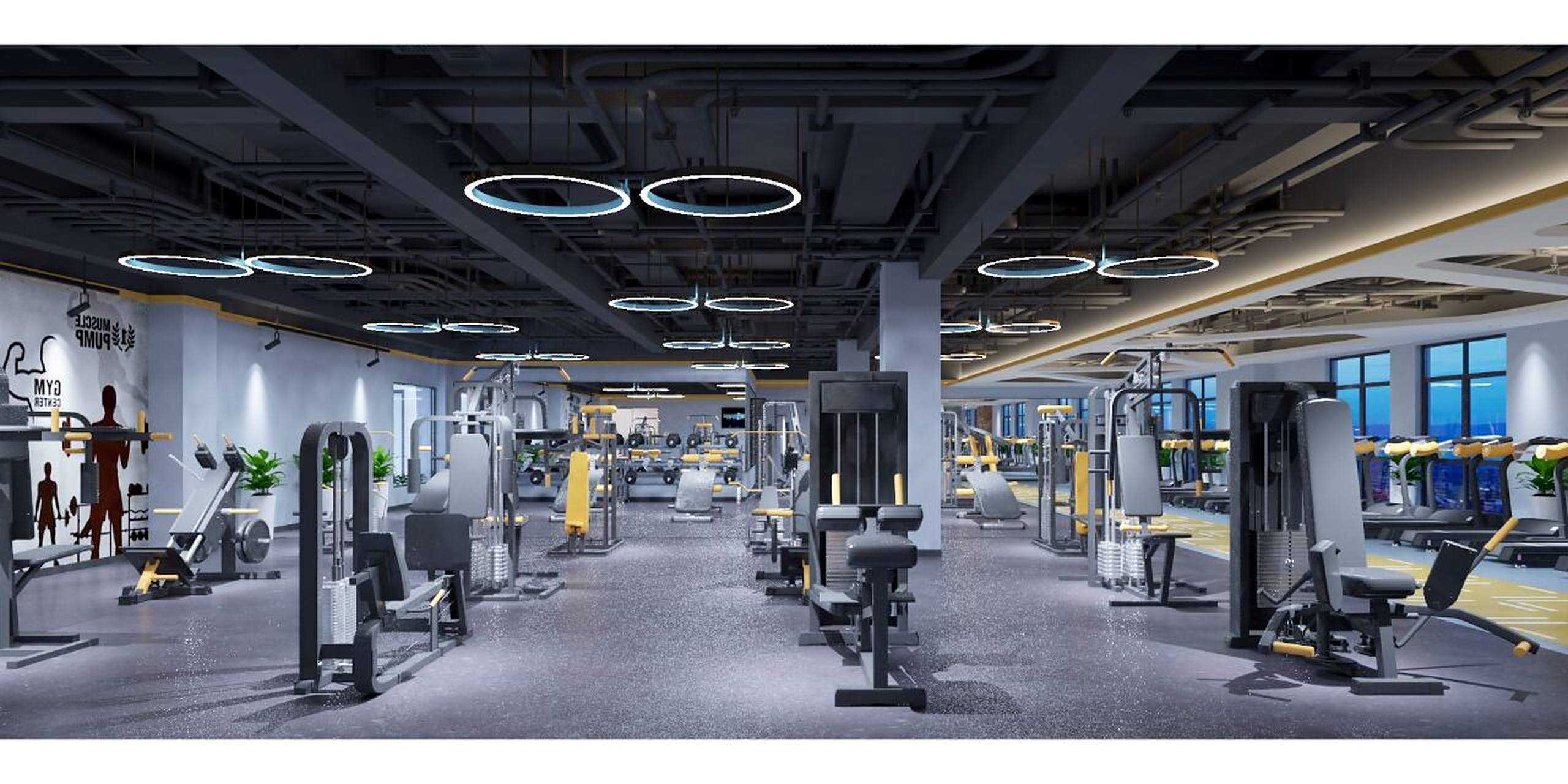 健身房装修中的一些问题: 健身房的装修风格和色彩明暗等纯装修方面