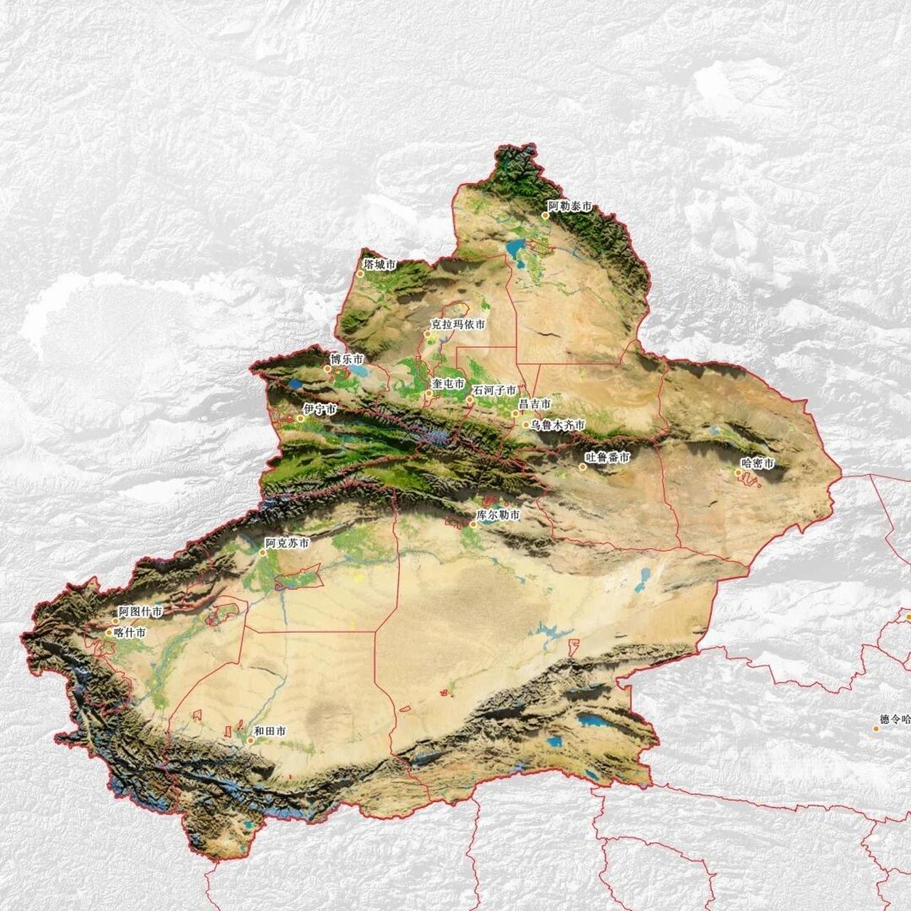 新疆各市冷知识【各地区高清立体地形图】 1,古代的时候新疆被称为"