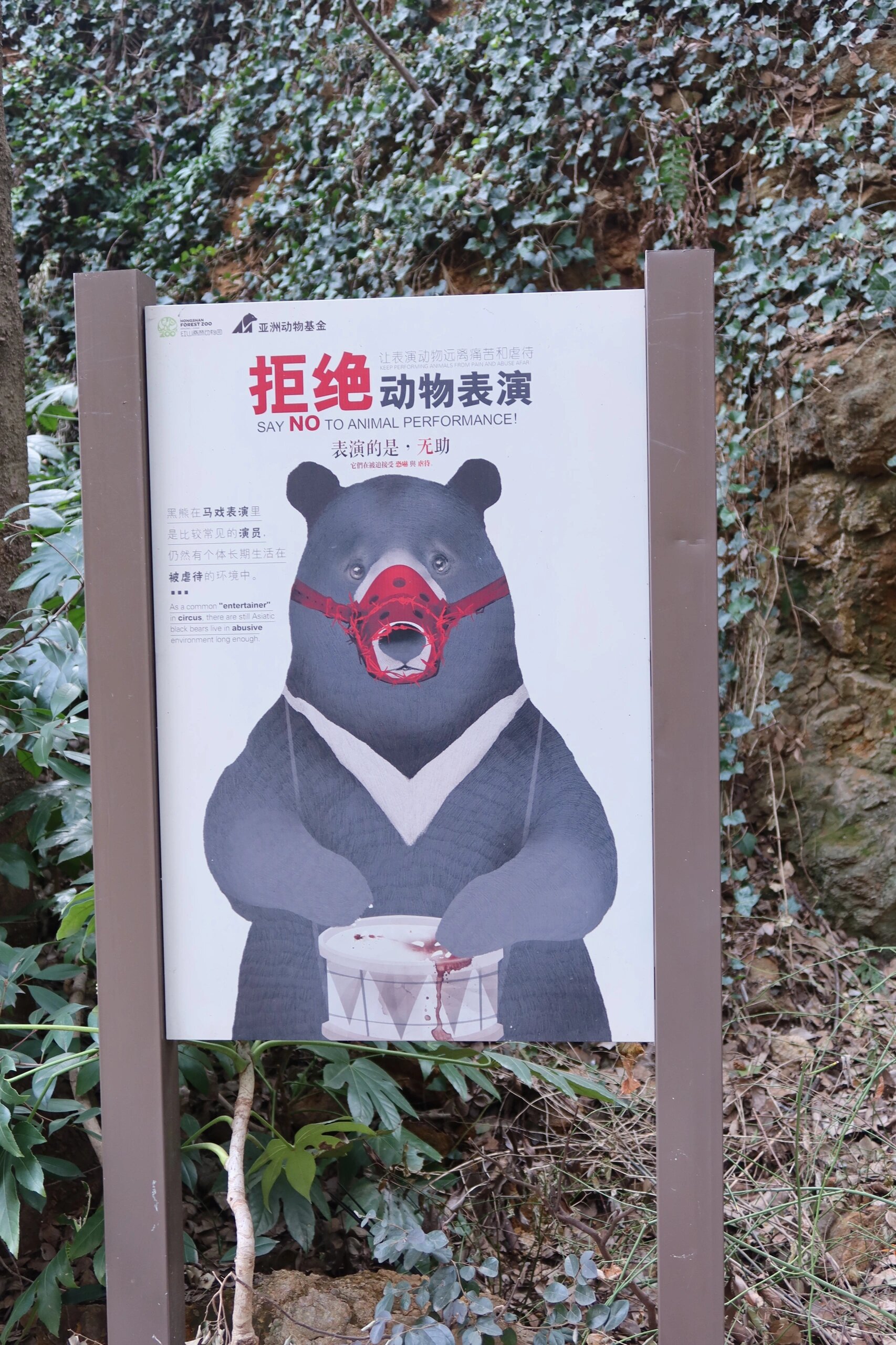 红山动物园的标语 爱护动物,人人有责!