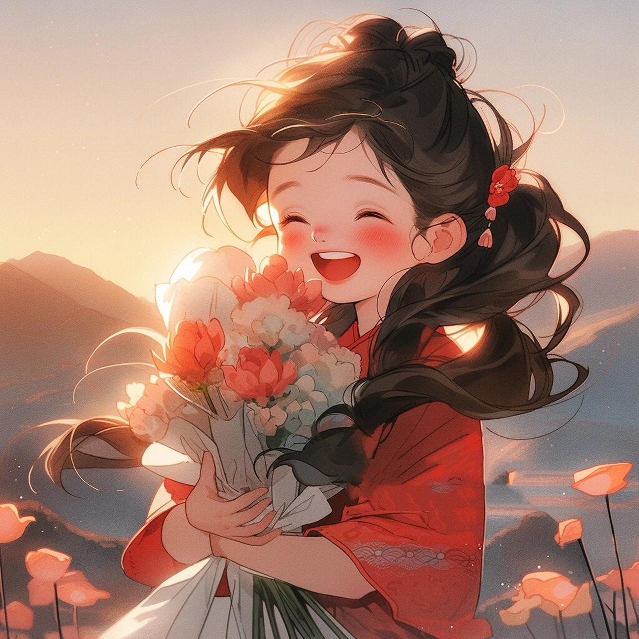 幸运捧花头像/请收下你的专属头像 幸运女孩