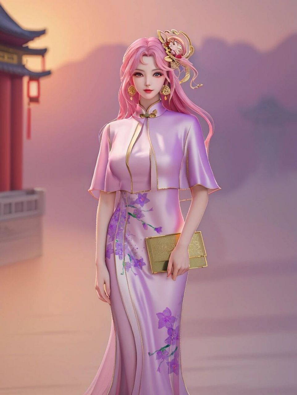 当王昭君的乞巧织情穿上民国旗袍   用自己画的线稿生成了一张乞巧织