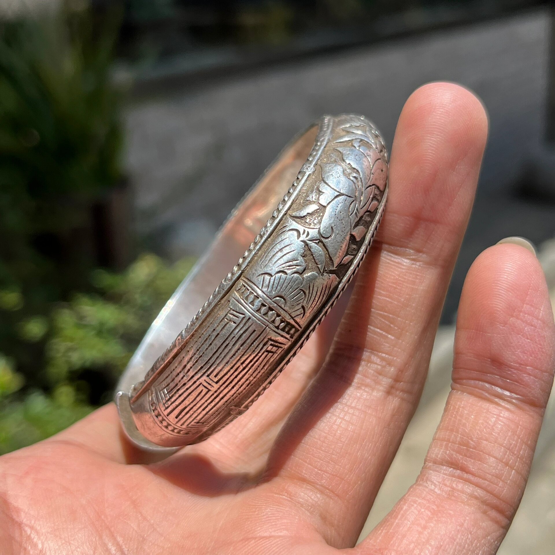 清代老银空心镯