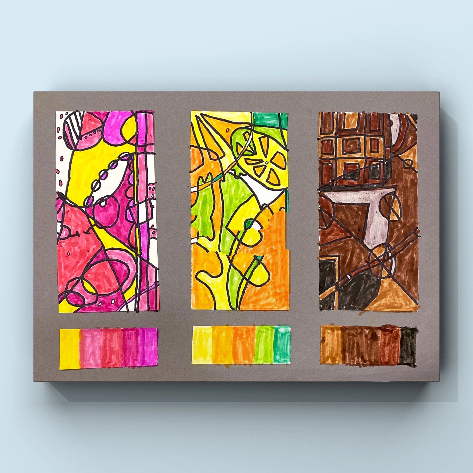 少儿美术|《爽甜苦辣色彩构成》