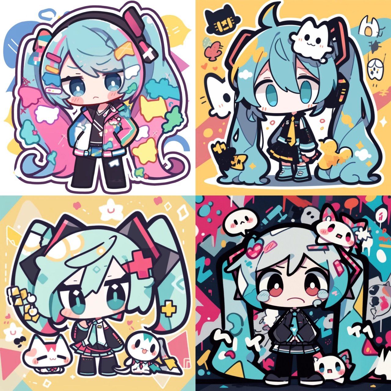 hatsune miku初音未来q版 可爱初音分享,关注我每天都有新的miku