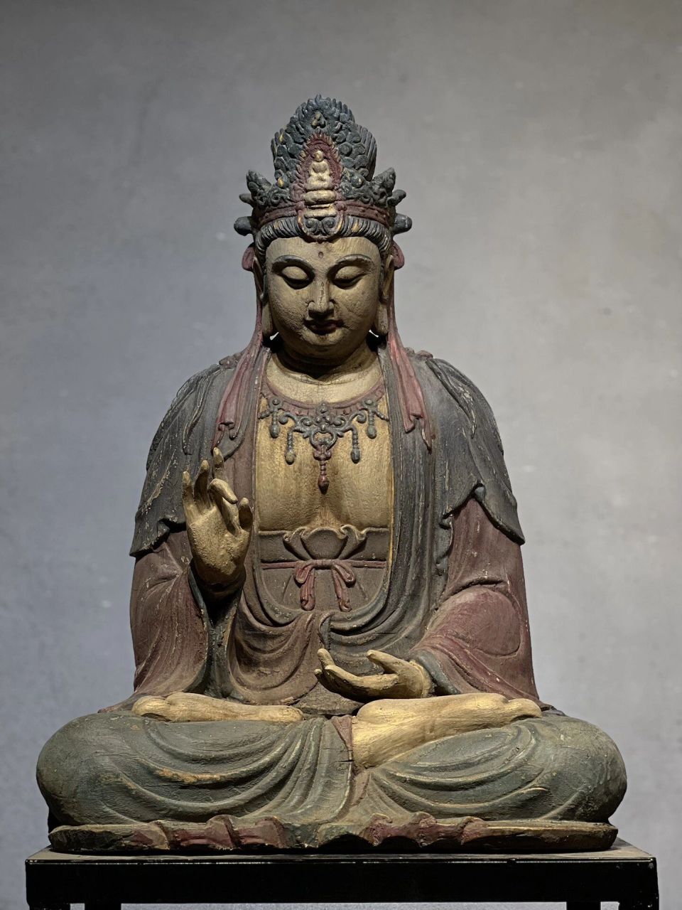 木雕彩绘菩萨像尺寸60/42/80厘米 楠木 木雕彩绘菩萨像 尺寸60/42/80