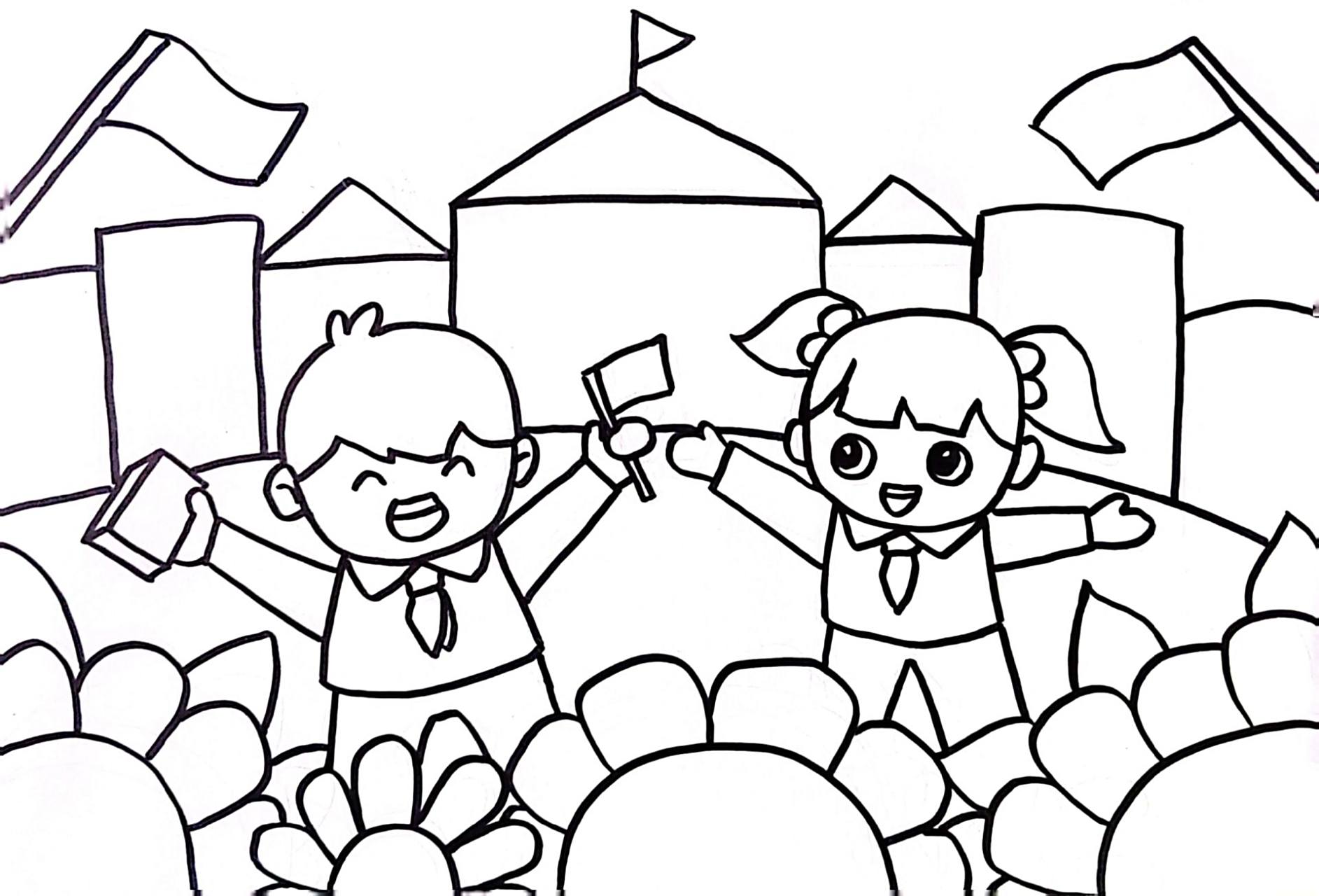 校园主题儿童画/手绘3/100 书香校园,美丽校园主题比赛