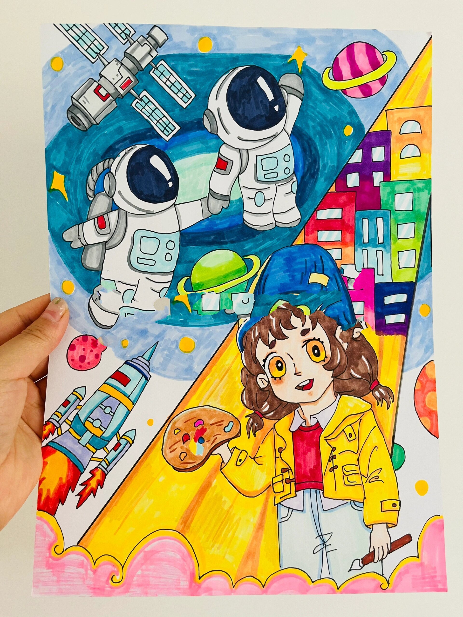 筑梦前行主题画