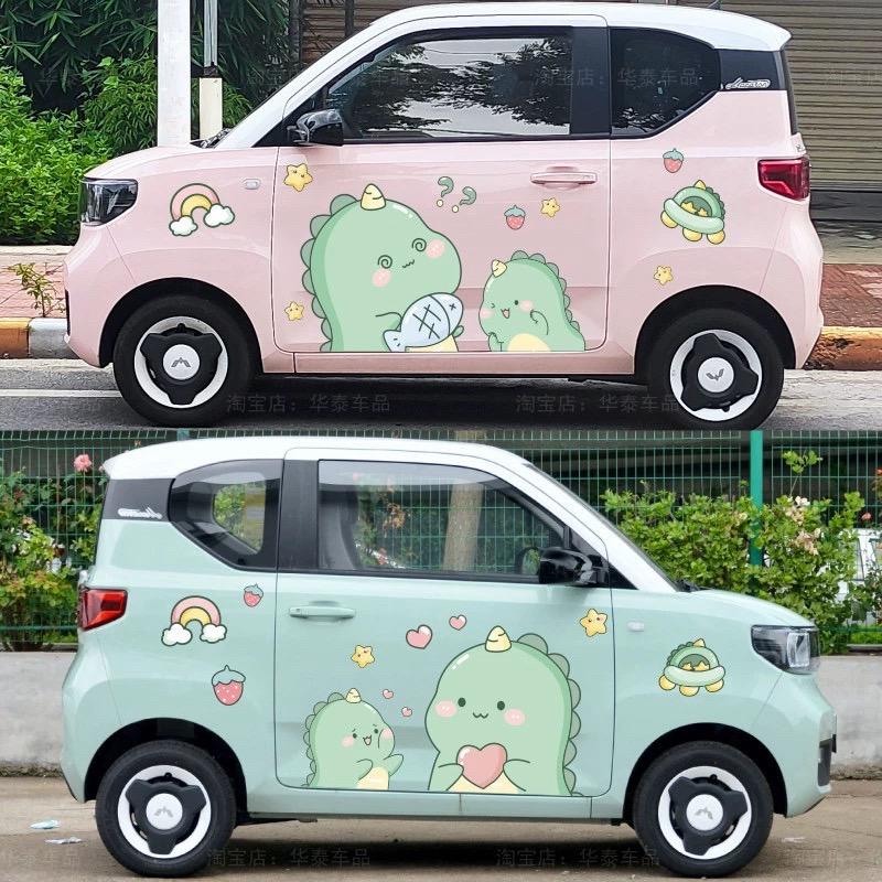 2024五菱宏光miniev车身贴第三代马卡龙装饰贴纸卡通可爱汽车贴画