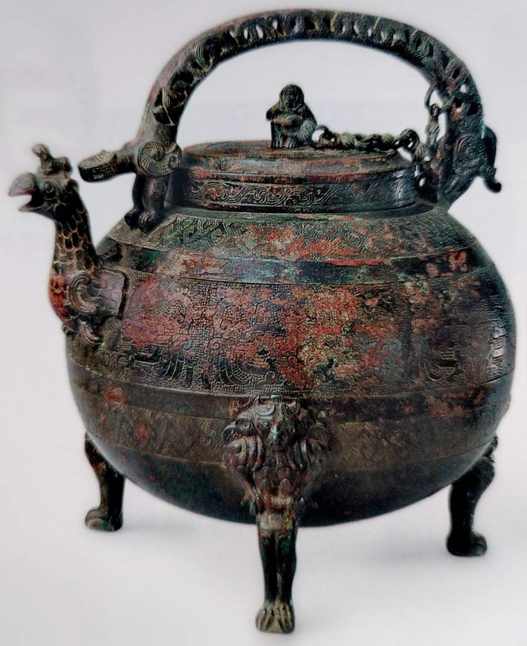 文物欣赏:  战国  青铜提梁盉  盉属酒器,青铜盉盛行于商晚期和西周