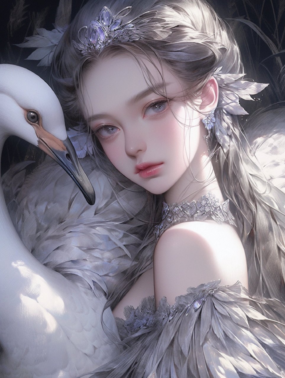 氛围感 | 有故事的天鹅女孩 7图头像壁纸 氛围感极强的灰紫色系天鹅