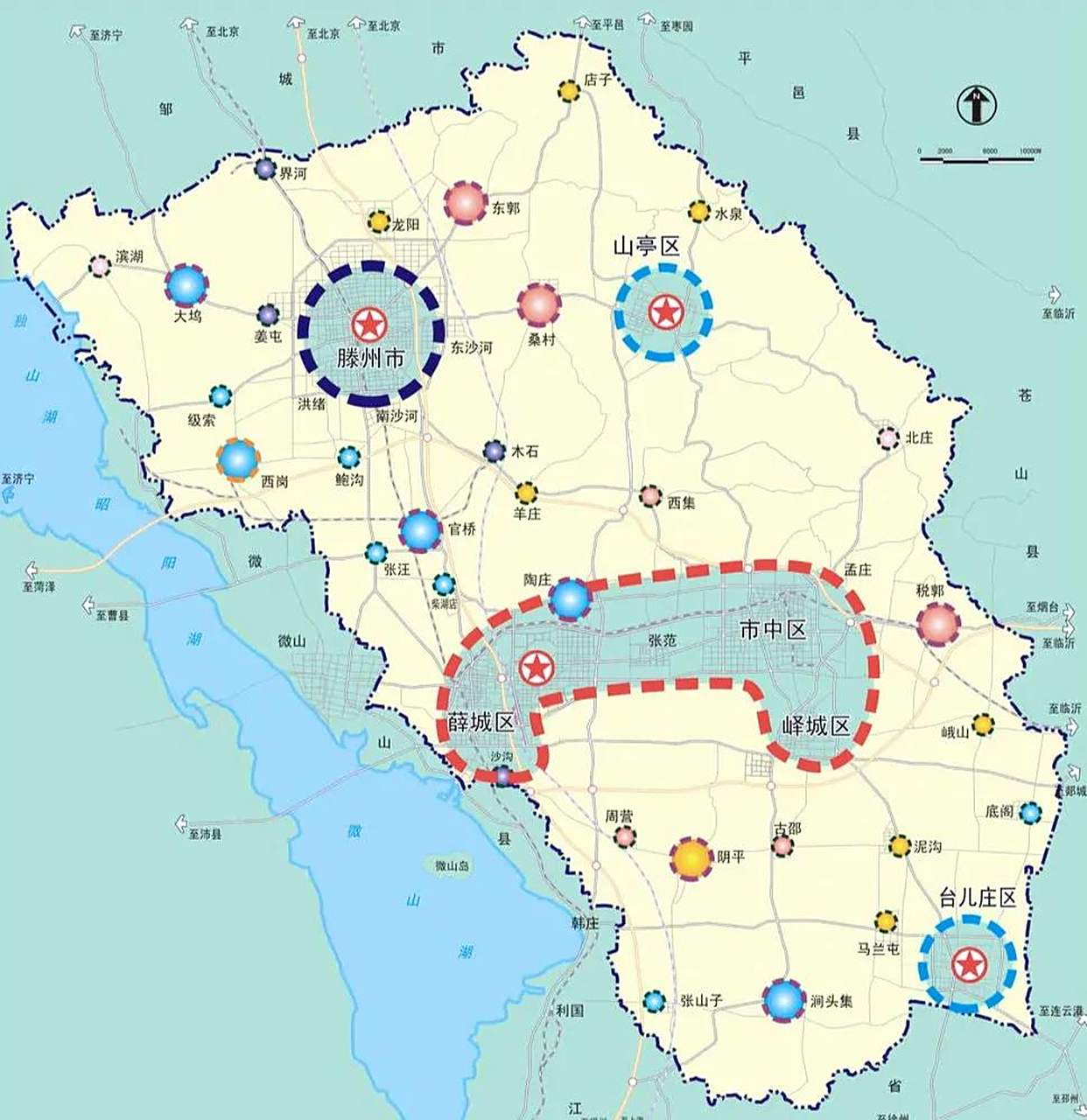 枣庄市的规划以薛城区,市中区,峄城区为中心城区,这里人口超过百万,是