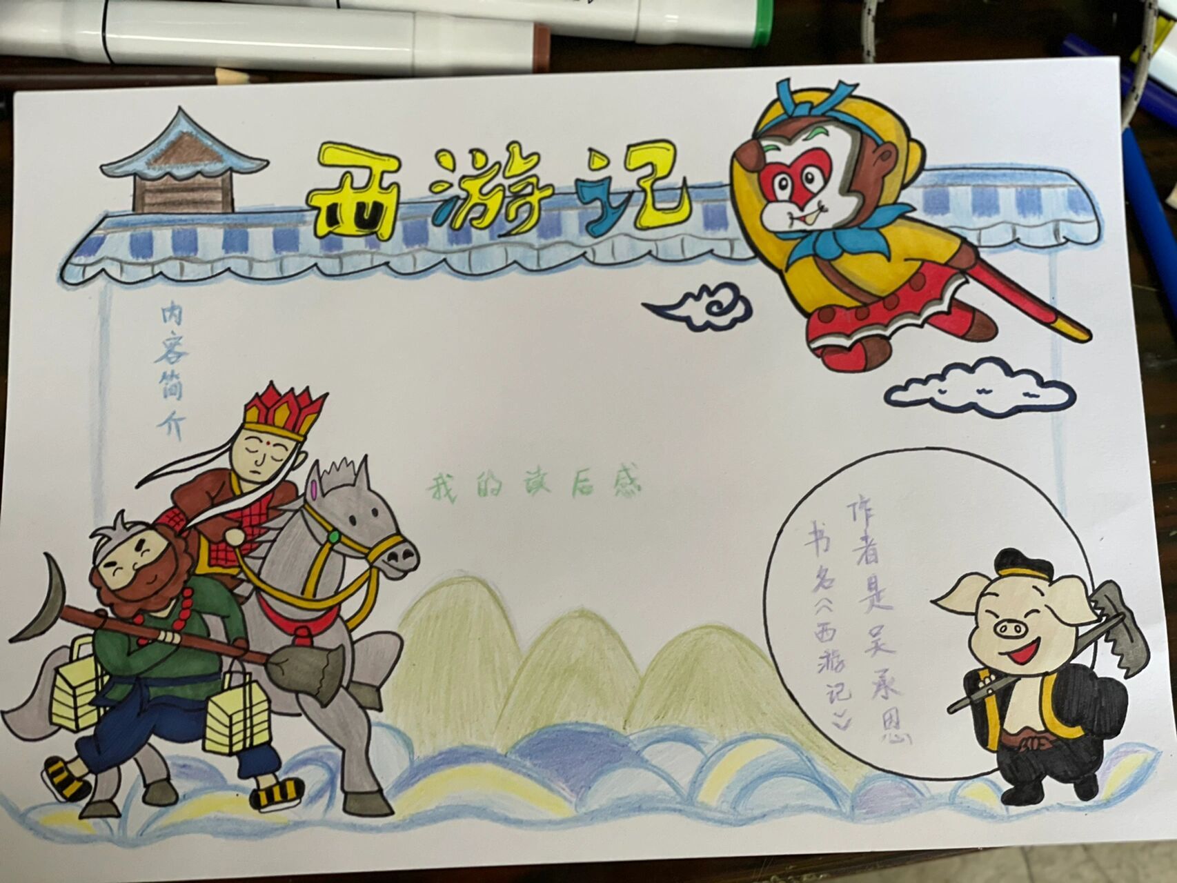 西遊記讀書卡推薦,讀書小報 問:為什麼悟空比八戒胖 答:全國疫情