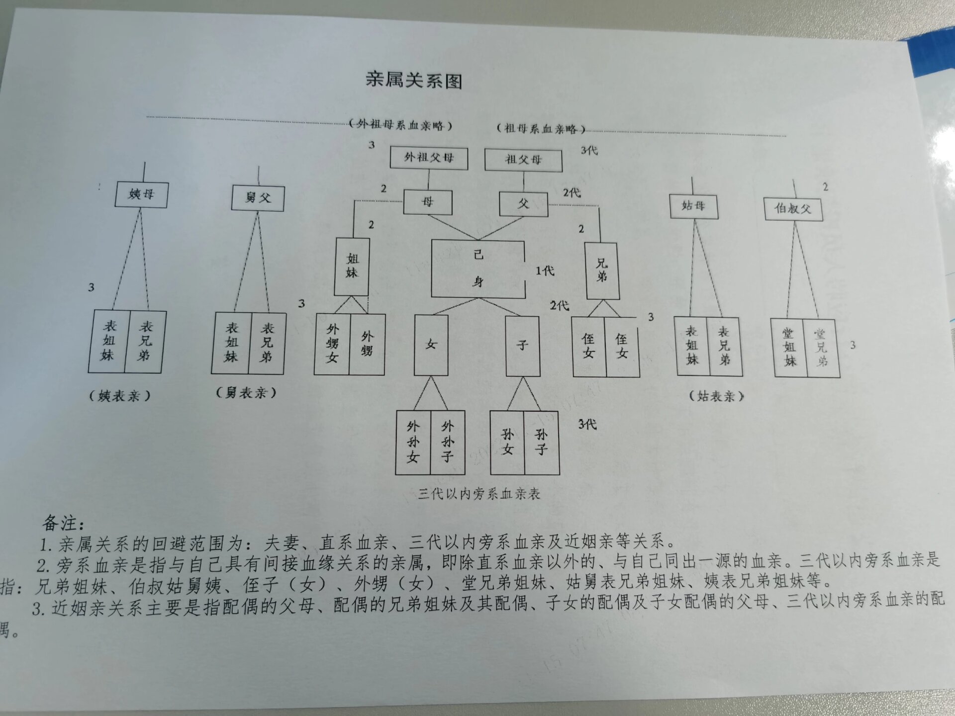 三代以内旁系血亲表