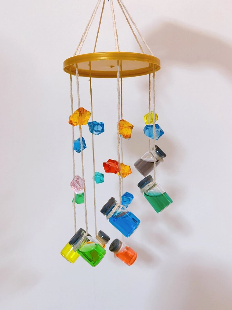 变废为宝diy:亲子手工风铃92玻璃瓶新年挂件 新年手工风铃92 玻璃