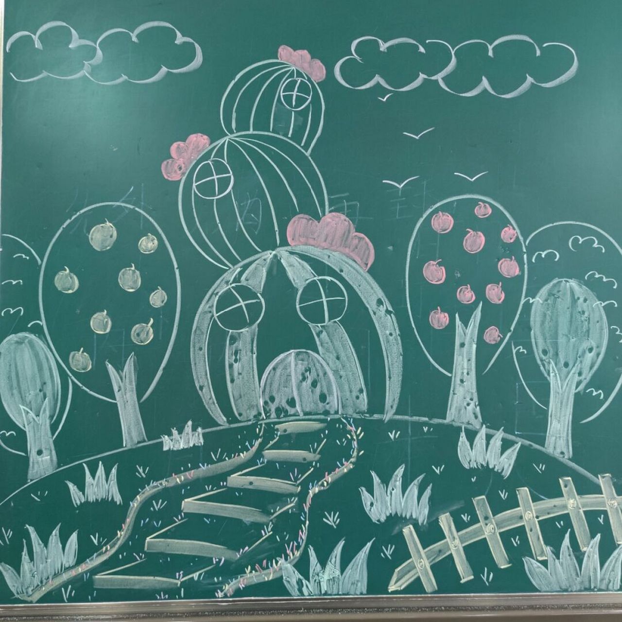 儿童简笔画|小学美术|粉笔画 #小学美术# #黑板画# #粉笔画# #儿童简