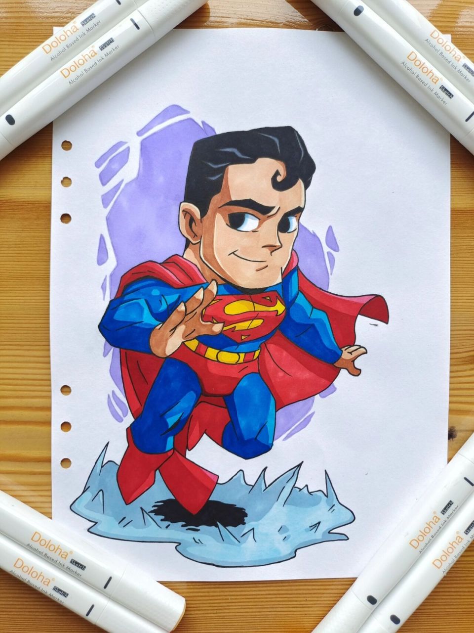 漫威系列超人手绘(附原图)  漫威超人手绘,临摹插画师derek laufman