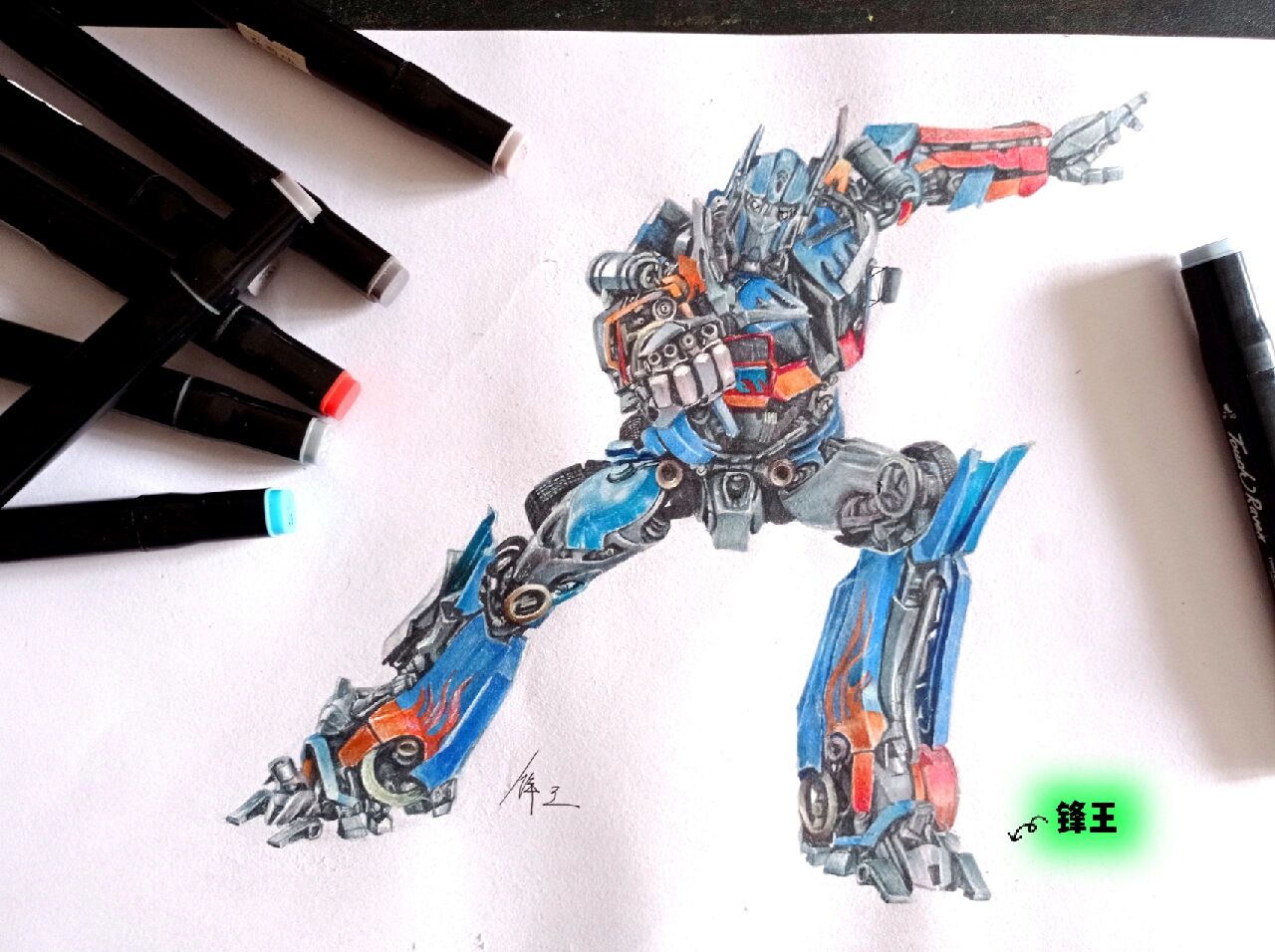 马克笔画擎天柱