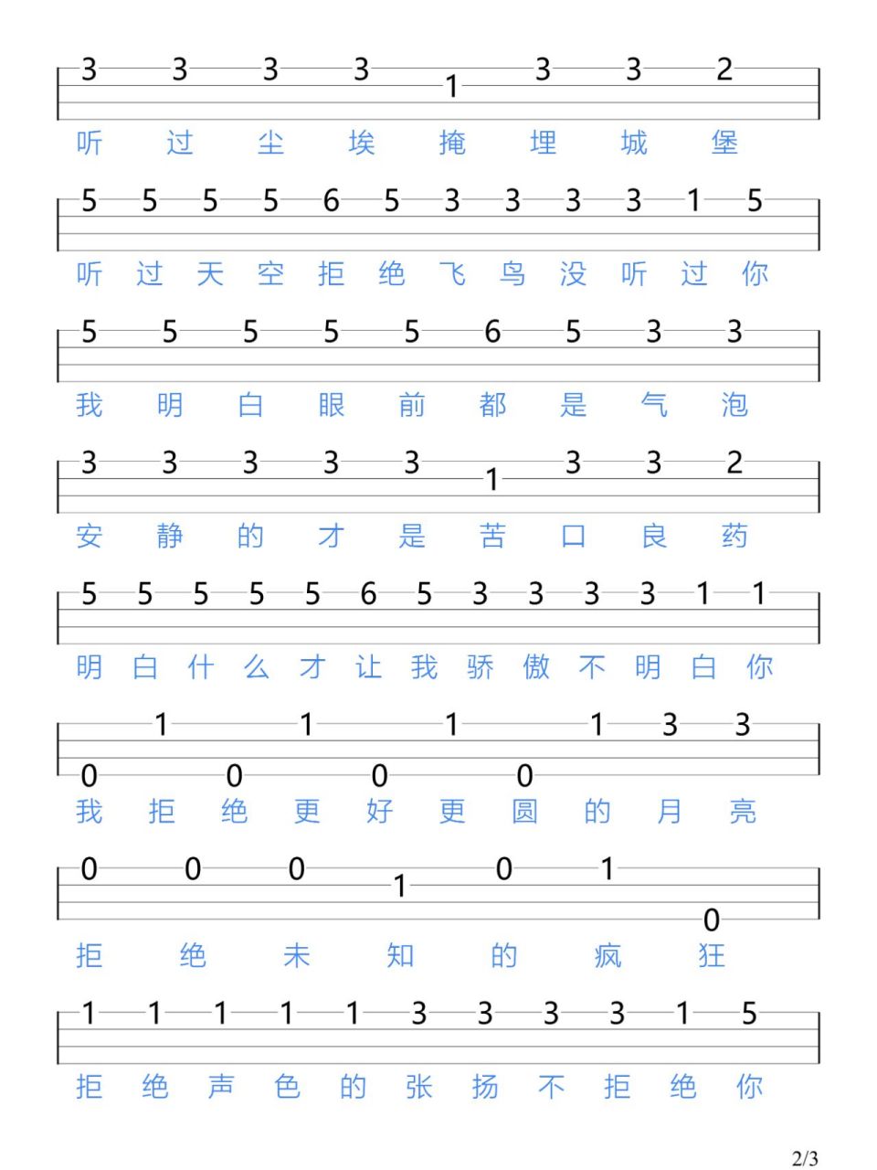 《奇妙能力歌》陈粒/尤克里里新手指弹谱 "我想要更好更圆的月亮 想要