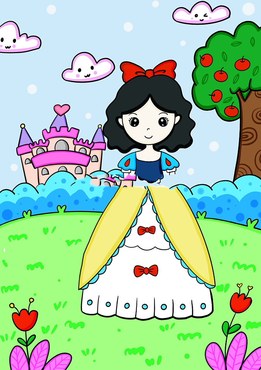 白雪公主儿童画 公主卡通画动漫人物 城堡98儿童绘画 公主94