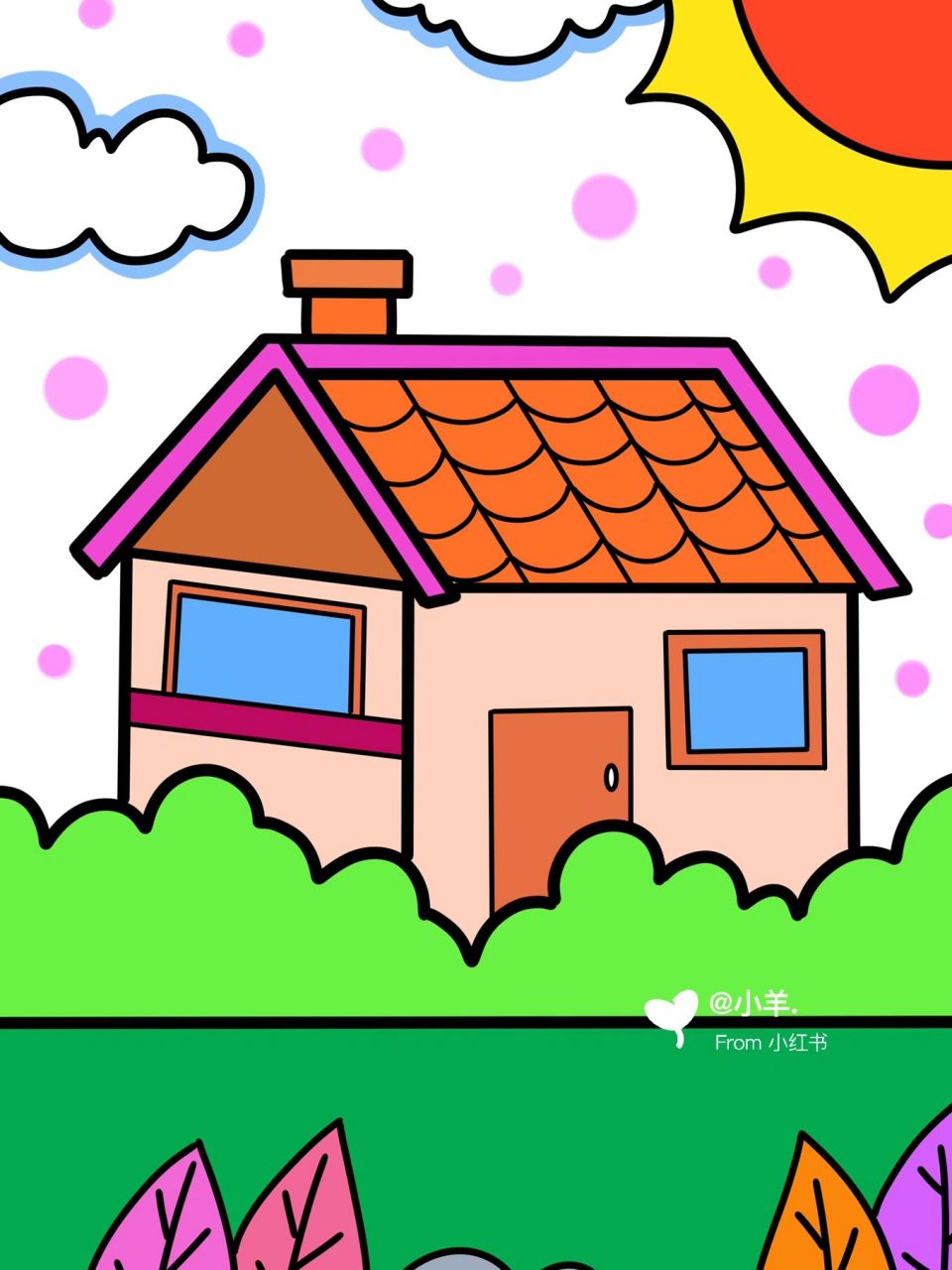 房子92儿童创意画 房子简笔画 9615线稿 #创意美术儿童画# #简