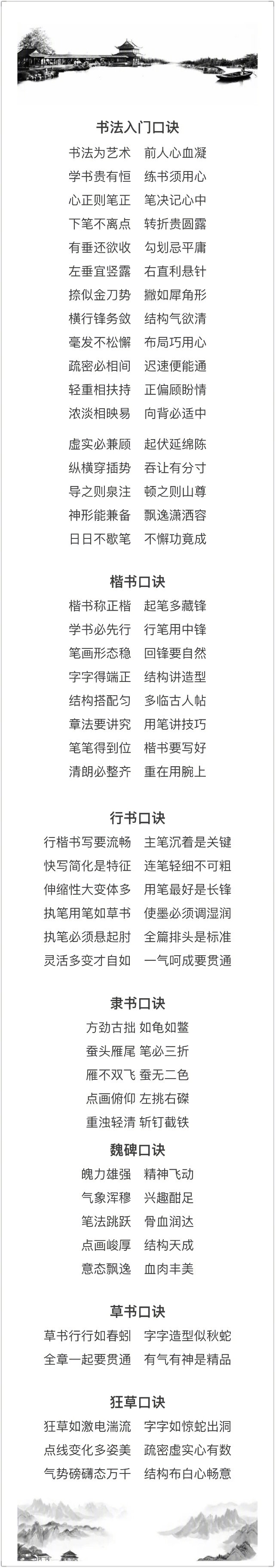 超级实用的书法口诀