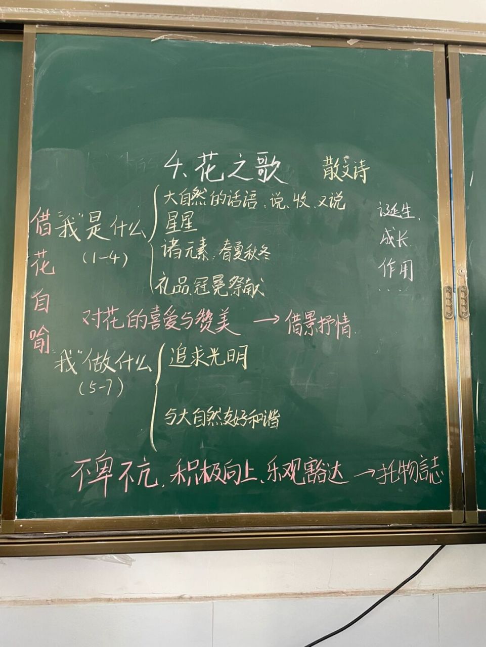 六上语文《花之歌》板书 #板书设计# #板书# #六年级语文