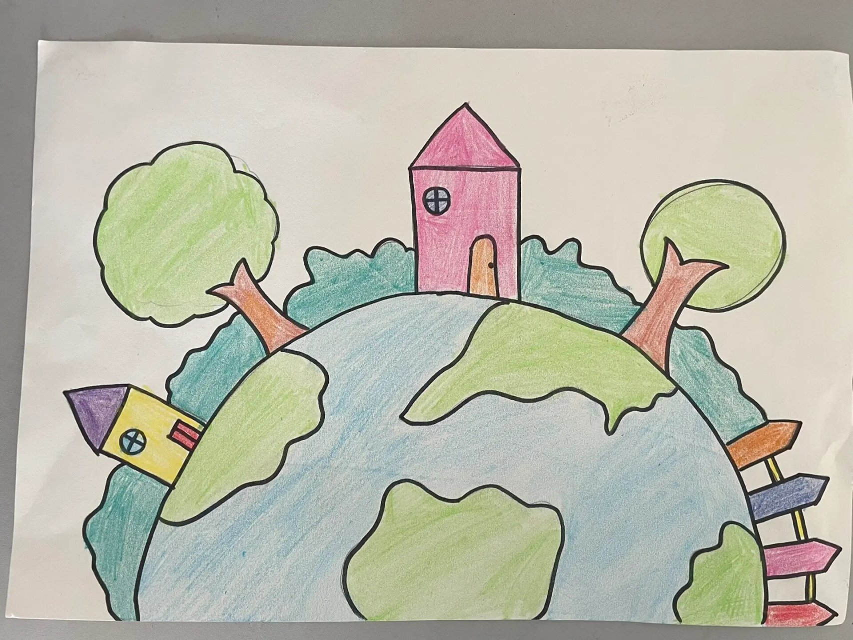 中班 简笔画 简单 美丽的地球村91