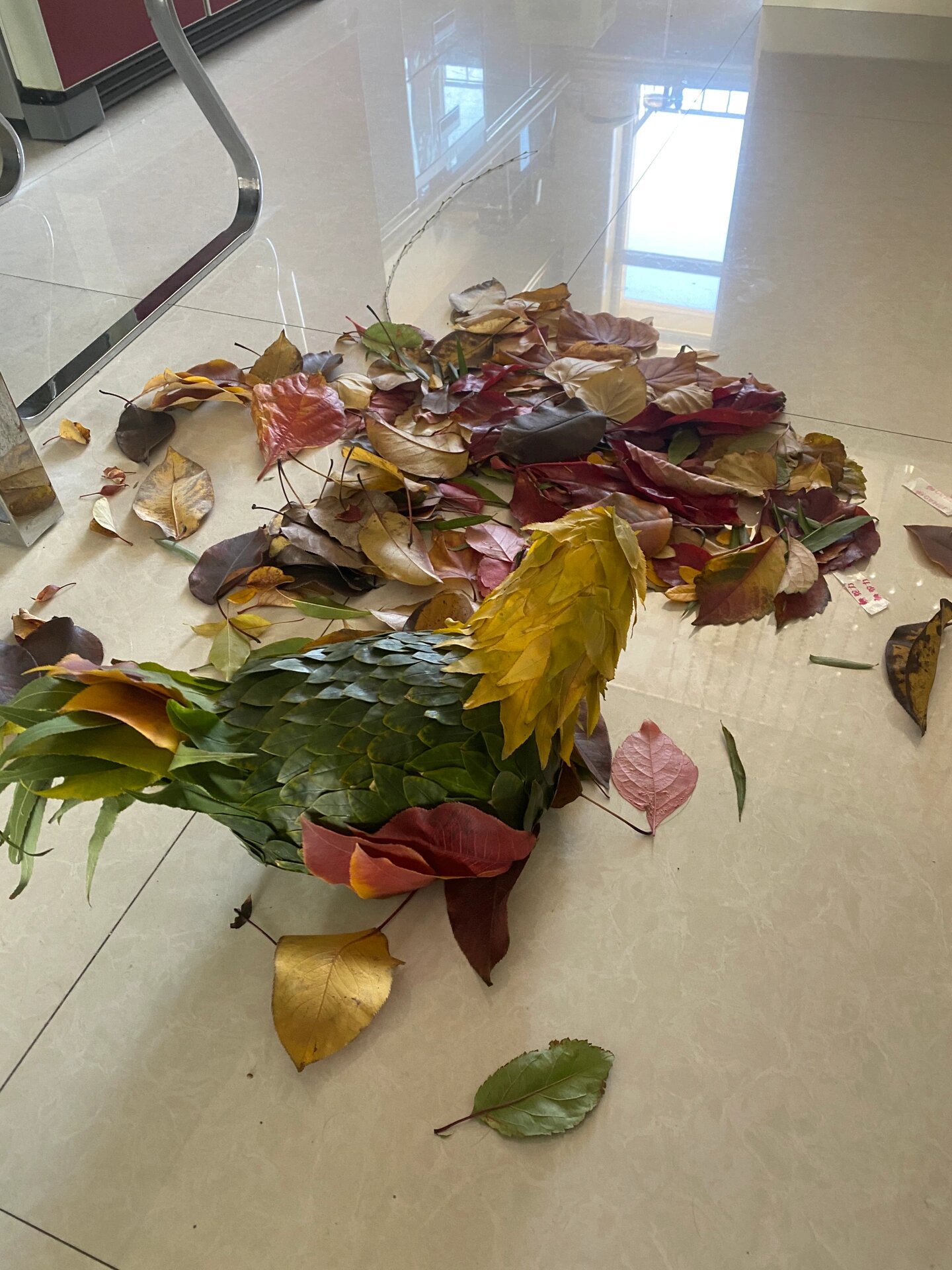 树叶贴画,树叶作品,艺术品,留住秋天