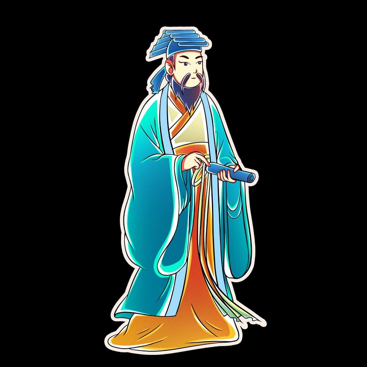 中国风 手绘人物 庄子  老子   孟子 陶渊明   苏轼  王羲之 屈原