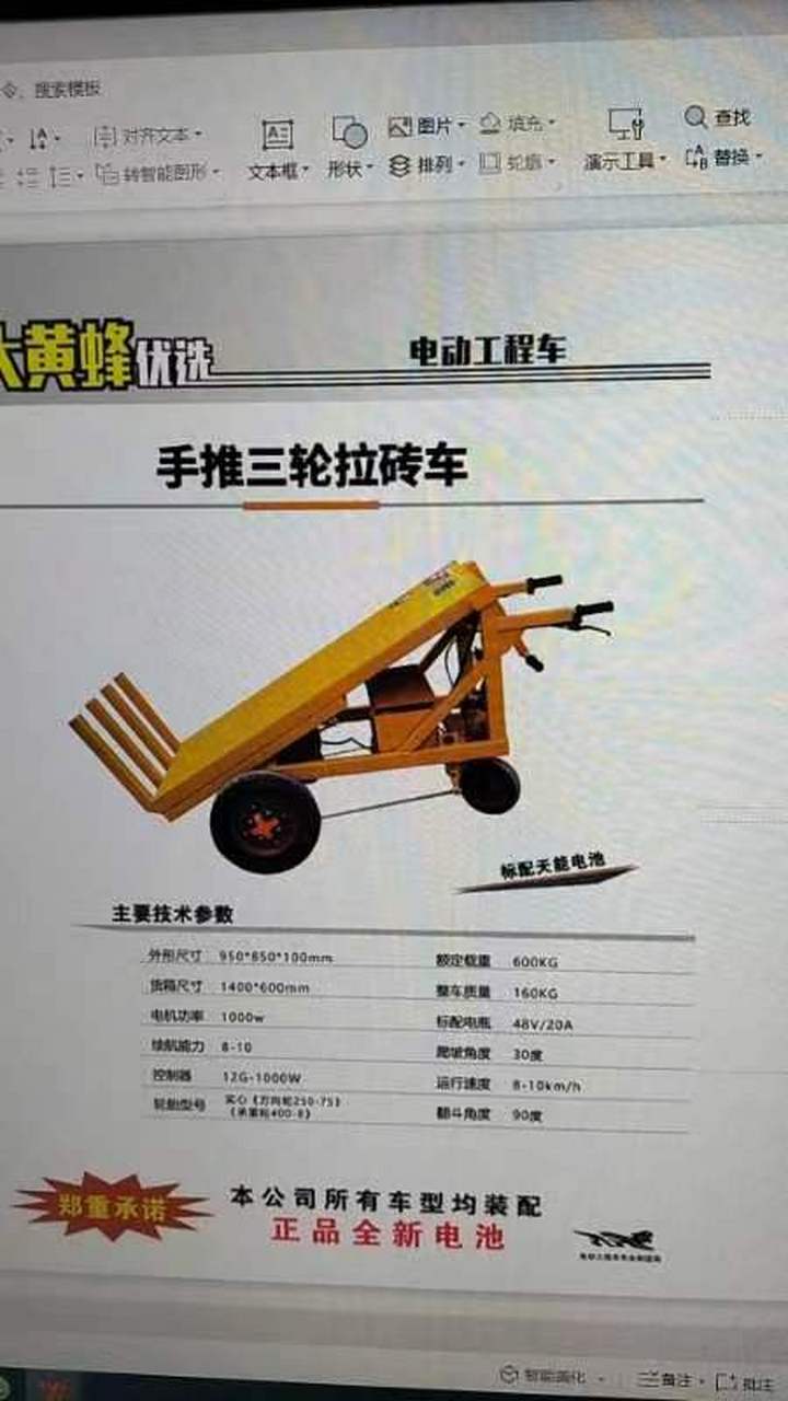 二轮搬运拉货物车,建筑工地仓储用运输车,上料电动平板车,配备天能