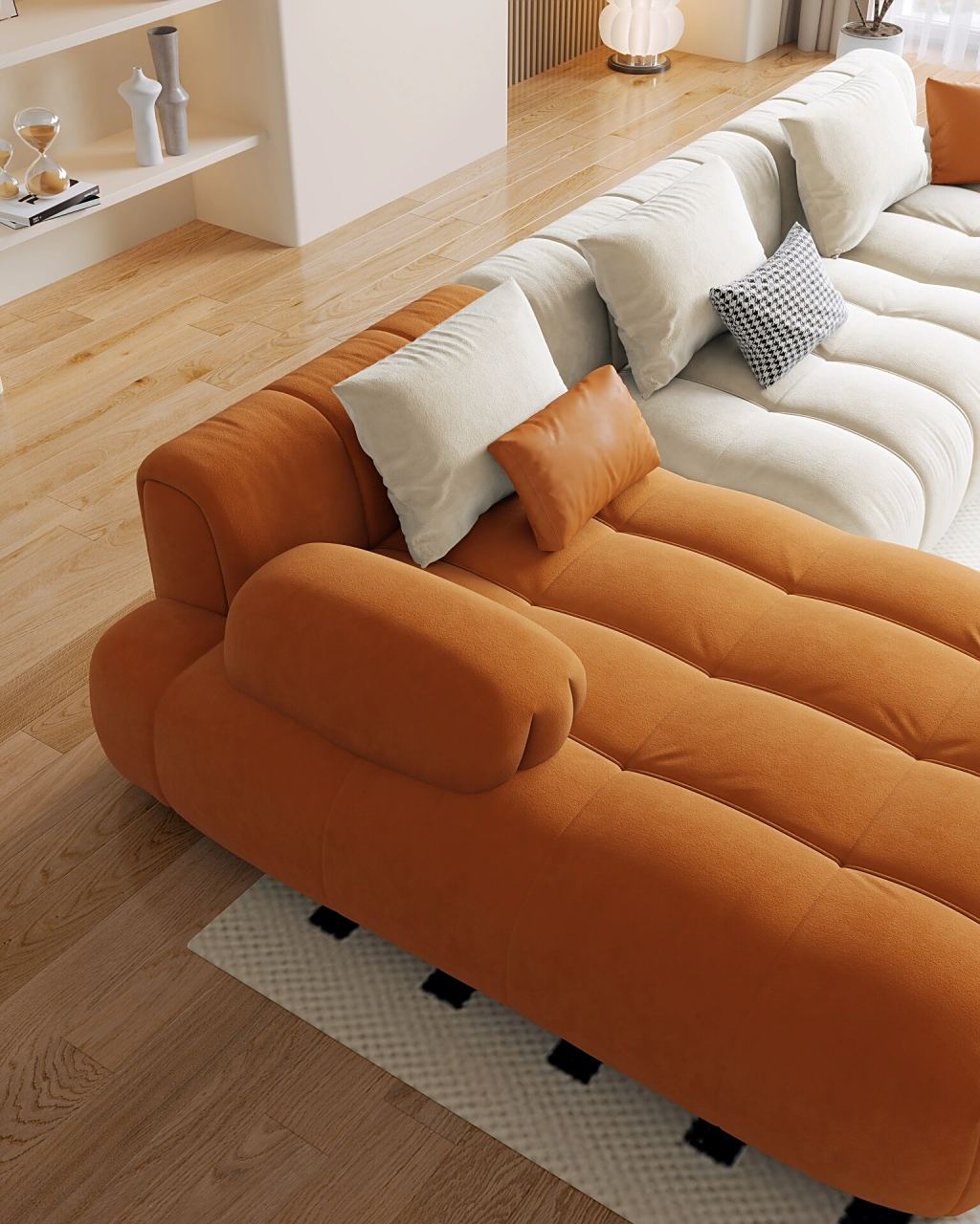 067215橘色的沙发,给客厅增添一丝温暖 · 错过了夏日赶海 迎来