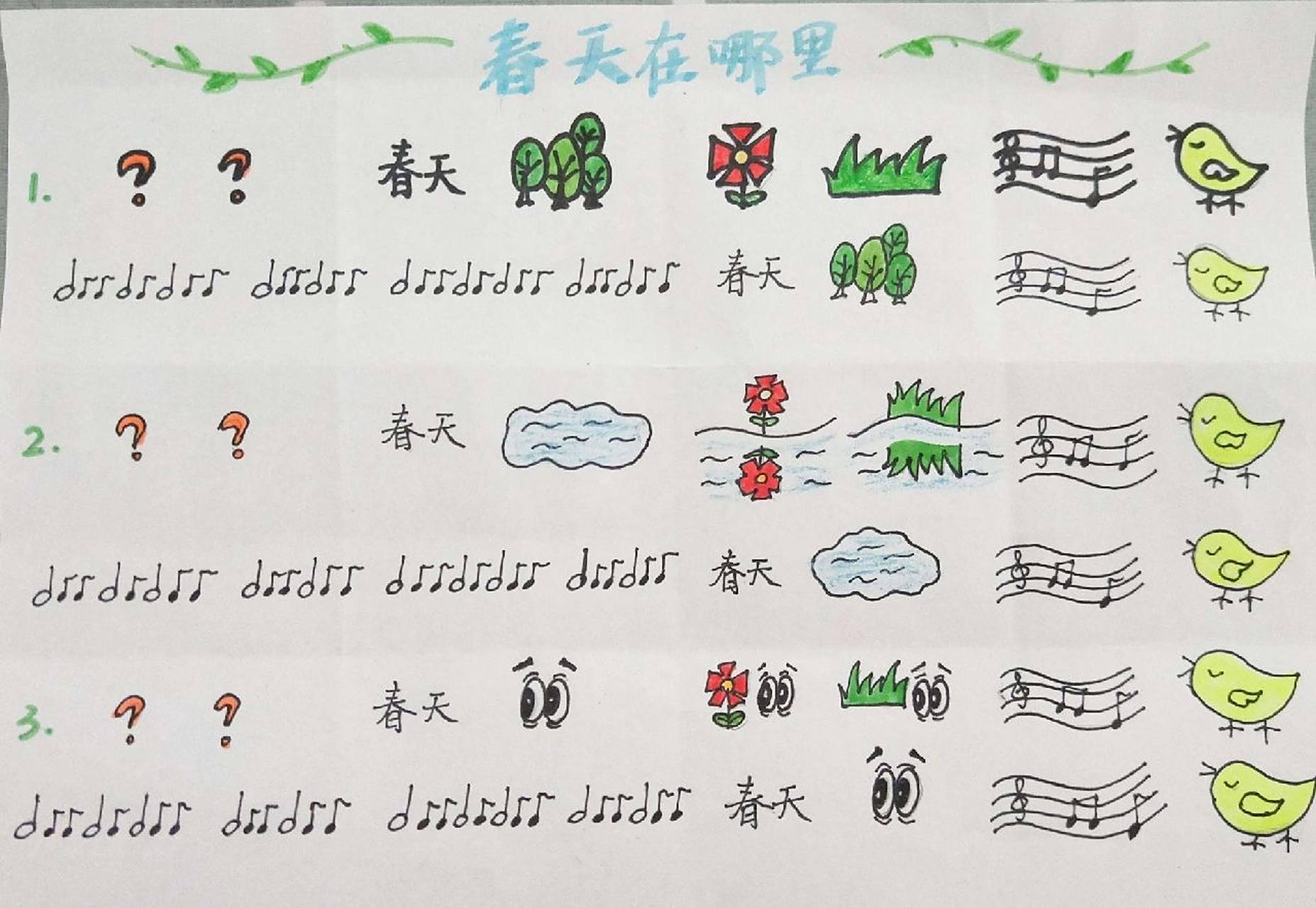 儿歌《春天在哪里》图谱 儿歌《春天在哪里》图谱