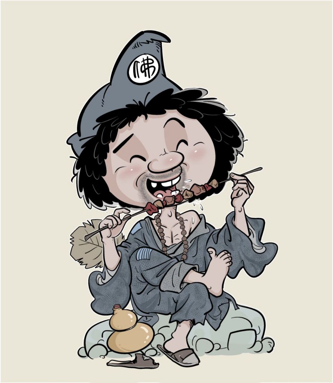 突然想吃烤串儿……. #小4漫画##原创漫画##济公